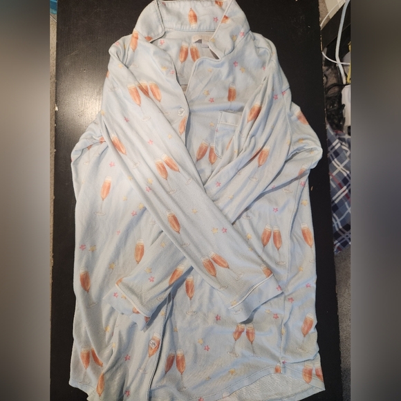 Salvage Other - R.J. Salvage Light Blue Pajama Top with Champagne Print